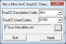 Nic FourCC Changer DIVX XVID